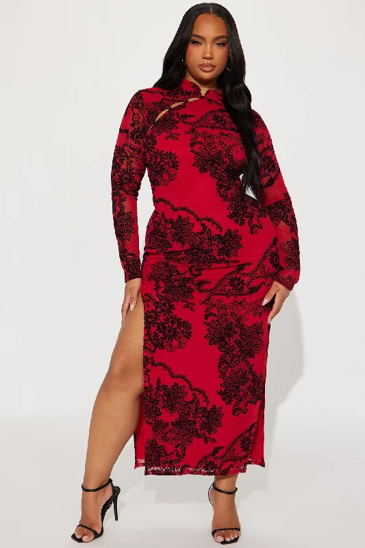 Shianne Mesh Maxi Dress - Red