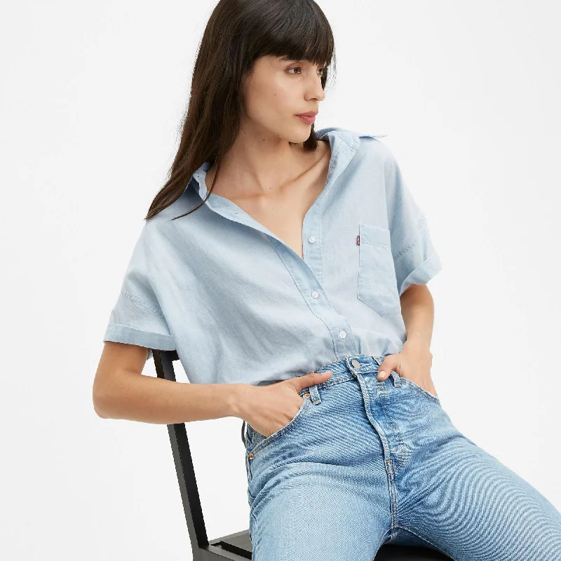 Short Sleeve Alexandra Shirt (Light Wash)