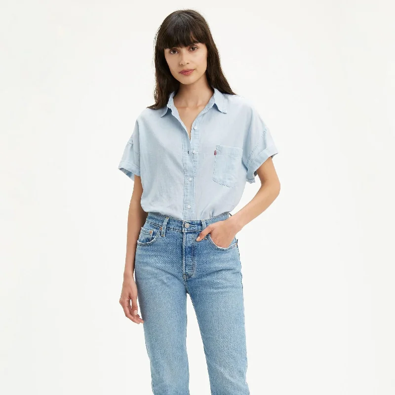 Short Sleeve Alexandra Shirt (Light Wash)