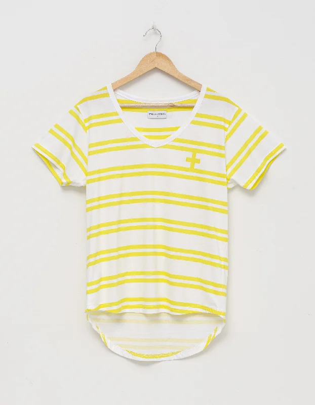 Stella + Gemma | V-Neck Tee | White/Citrus Stripe