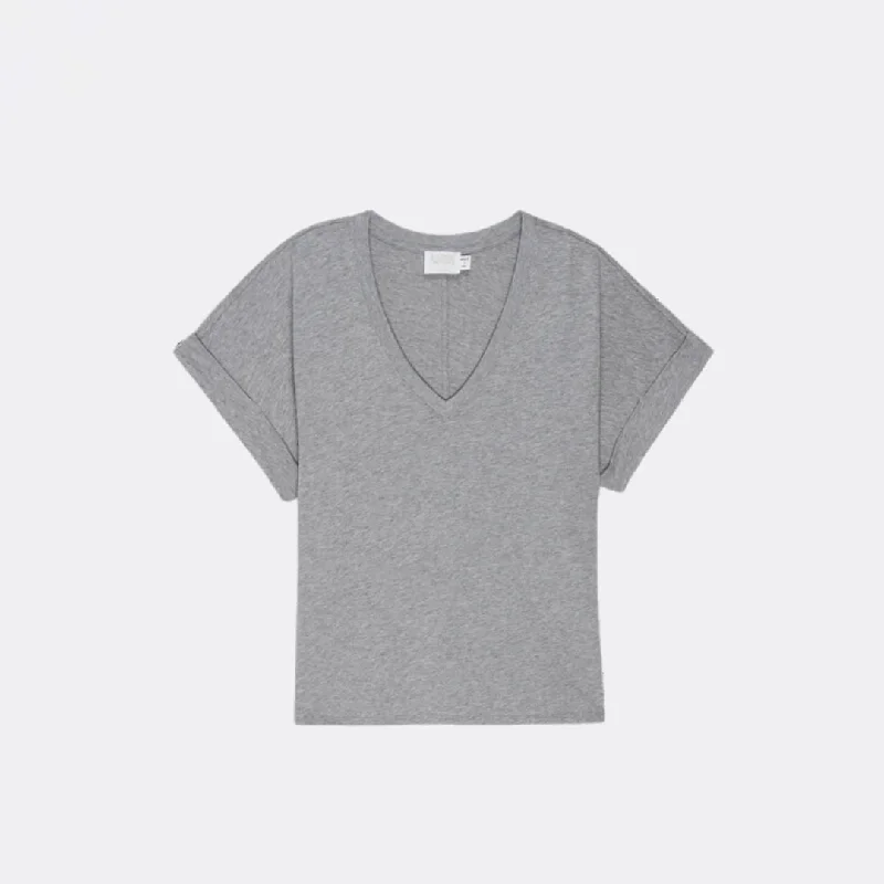 Stevie Cuffed V-Neck Tee (Heather Grey)