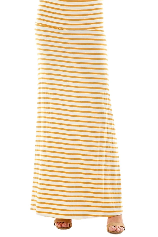 Striped Maxi Skirt Style 9001 in Mustard