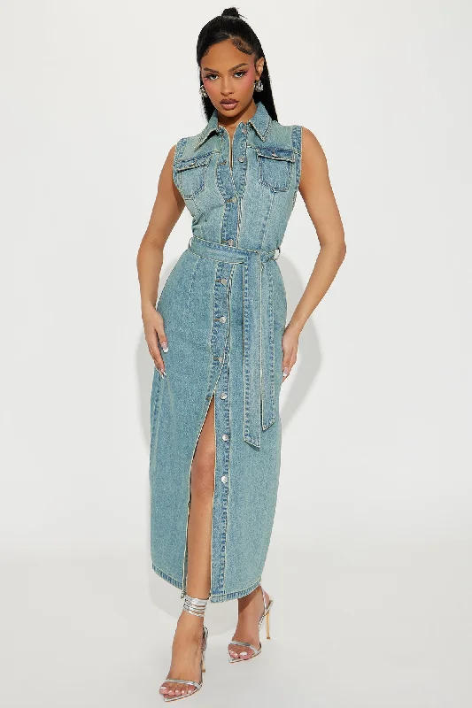 Tennessee Denim Maxi Dress - Light Wash