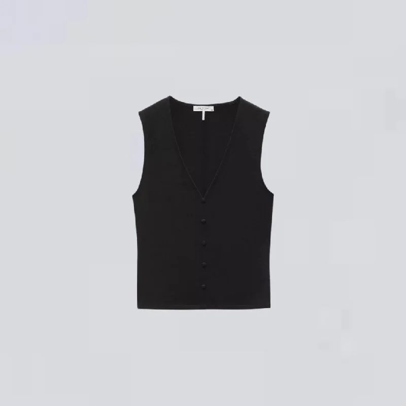 The Knit Button Up Tank (Black)