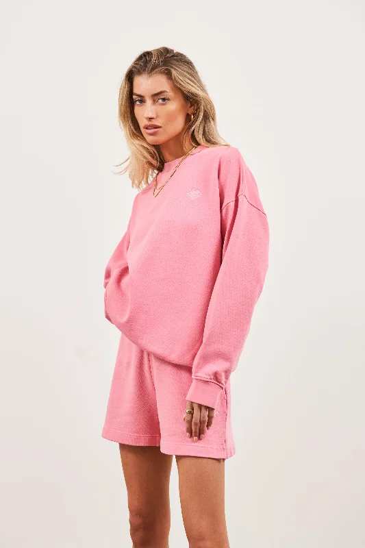 EMBLEM OVERSIZED SWEATSHIRT - PINK