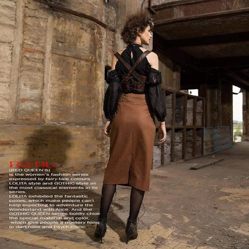 Women's Leatherlook Steampunk Straight Skirt