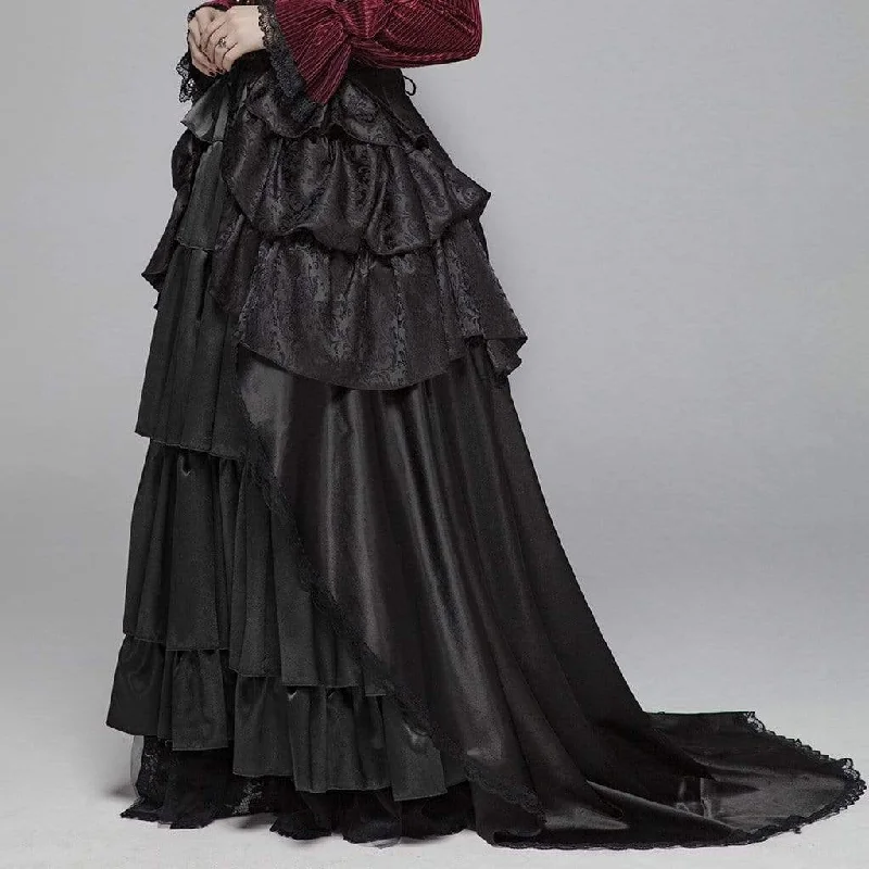 Women's Steampunk Multilayered Maxi Skirt