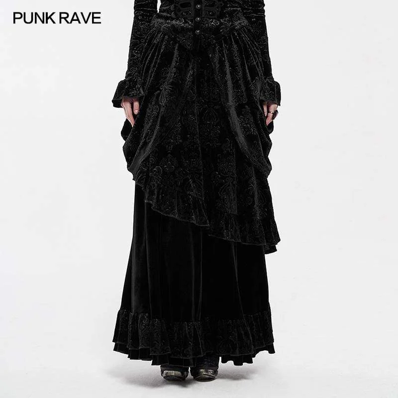 Women's Vintage Long Velvet Skirts