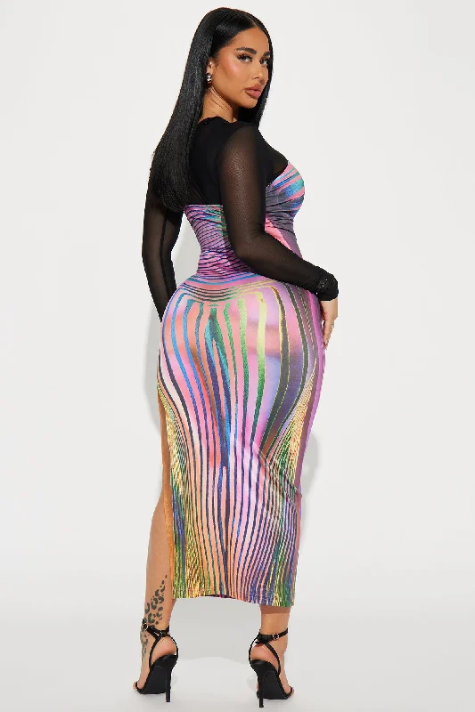 You're An Illusion Maxi Dress Set - Multi Color